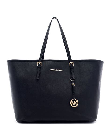 michael kors jet set saffiano travel medium black totes|mk jet set saffiano crossbody.